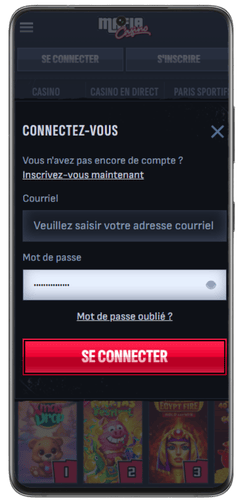 casino sur mobile email et mot de passe